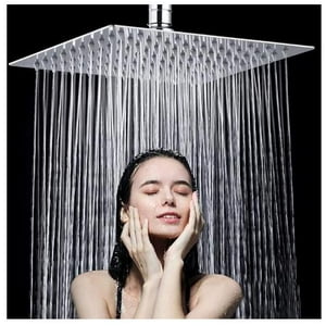 Veat00L - Cabeza De Ducha De Lluvia De Alta Presión, Regadera Cuadrado De Acero Inoxidable, Cabezal De Ducha De Lluvia Ultra Fina Con Montaje Fijo, Ahorro De Agua