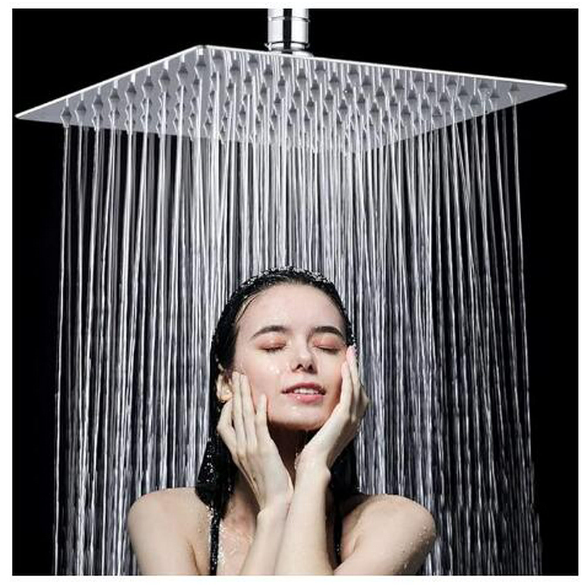 Veat00l - Cabeza De Ducha De Lluvia De Alta Presión, Regadera Cuadrado De Acero Inoxidable, Cabezal De Ducha De Lluvia Ultra Fina Con Montaje Fijo, Ahorro De Agua