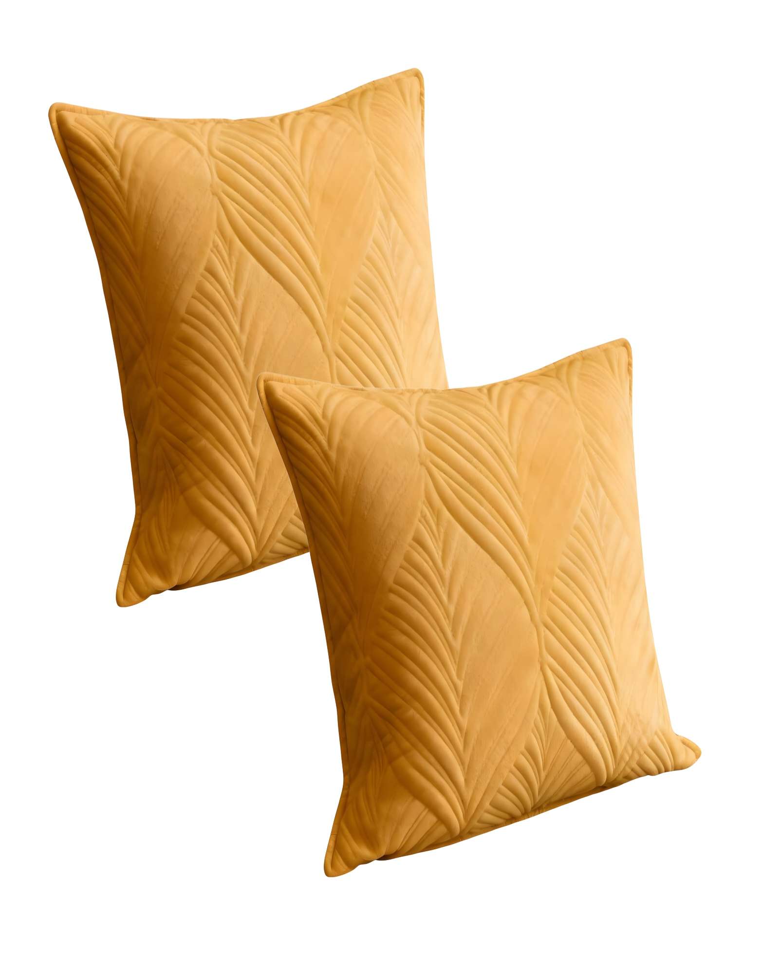 Genérico - Set De 2 Fundas De Cojin Serie Hojas 45X45 Cm Amarillo