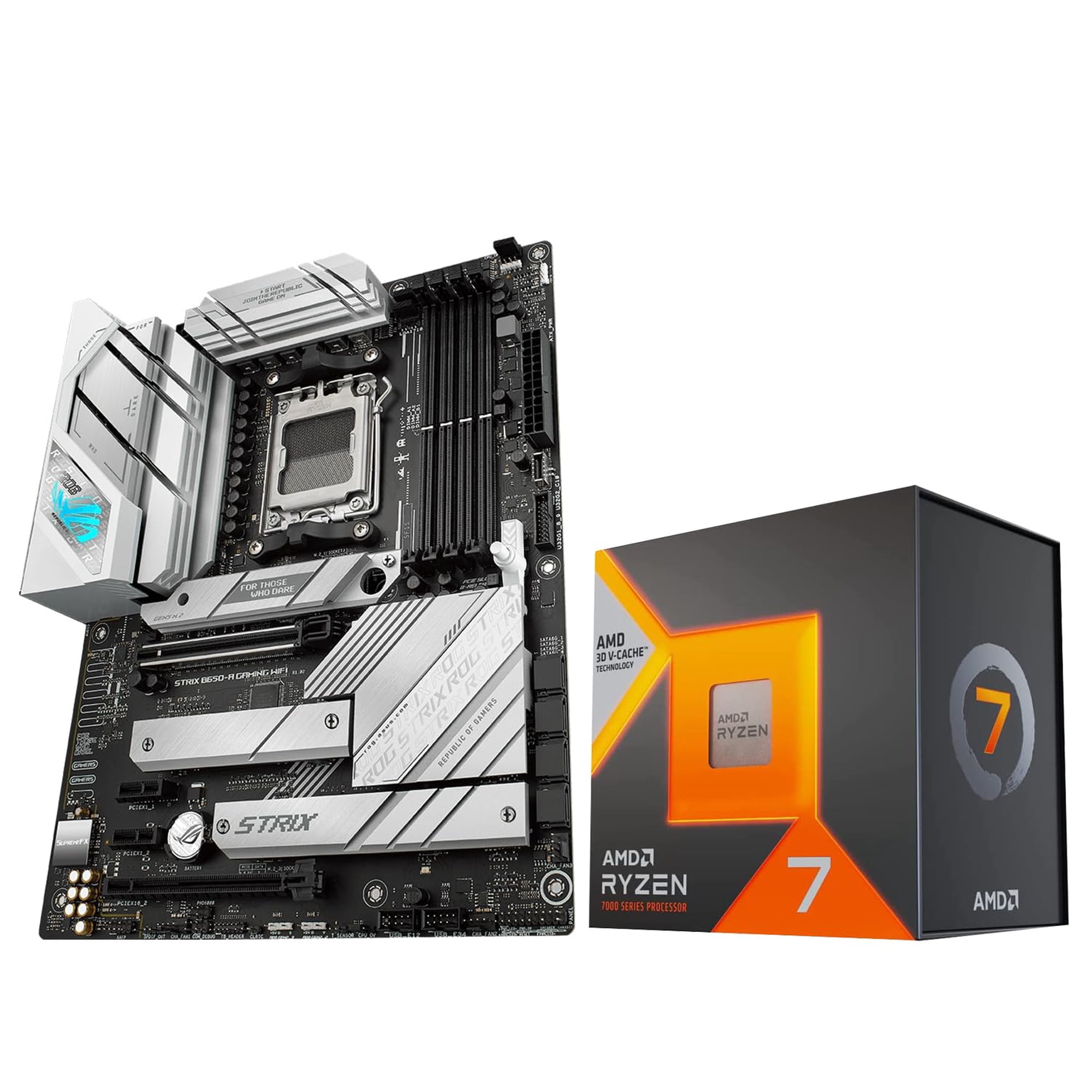 Kit De Placa Madre Cpu Micro Center Amd Ryzen 7 7800x3d Con Asus Rog Strix B650-a