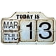 thumbnail image 1 of Calendario perpetuo de metal estilo shabby chic con tapa abatible, calendario permanente, forma cuadrada, acabado desgastado, para colgar en la pared - Reproducción antigua, 1 of 6