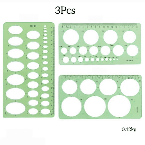 Get Creative with BetyBedy's 11pcs Clear Green Geometric Drawing Templates and Drafting Stencils Measuring Tools with Zipper Bag - Perfect for Architecture, Office, Studying, Designing and Building
