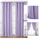 thumbnail image 2 of suxuMhao Cortinas de Estrellas Huecas con Gasa, 2 Piezas 52x63in, Cortinas para Sala/dormitorio, Cortina Transparente Perforada Opaca, Morado + Blanco, Poliéster y Encaje, 2 of 5
