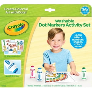Juego De Actividades De Marcadores De Puntos Lavables Crayola Con 30 Páginas Y 4 Marcadores