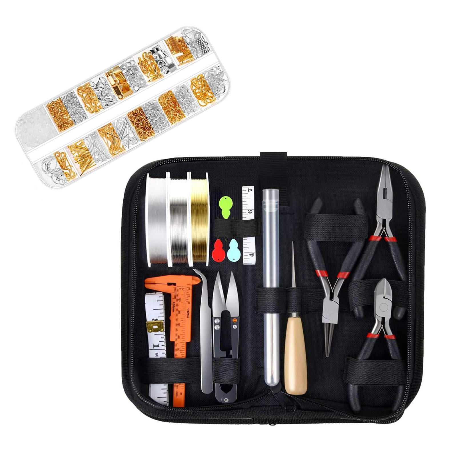 Magideal - 1 Kit De Herramientas Para Hacer Joyas Pinzas Precisas Alambre De Cobre Accesorios De Artesanía Bolsa De Almacenaje Adecuado Para Artesanos Reparación De Bisutería Manualidades Profesionales