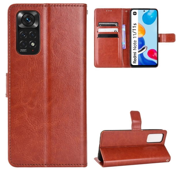 Funda tipo libro para Xiaomi Redmi Note 11S, cartera todo‑en‑uno, funda multifuncional con tarjetero y correa de muñeca desmontable