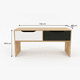 thumbnail image 5 of Mesa de Centro 100x50x42 cm Nórdica Bicolor Madera Claro y Negro 2 Cajones, 5 of 6