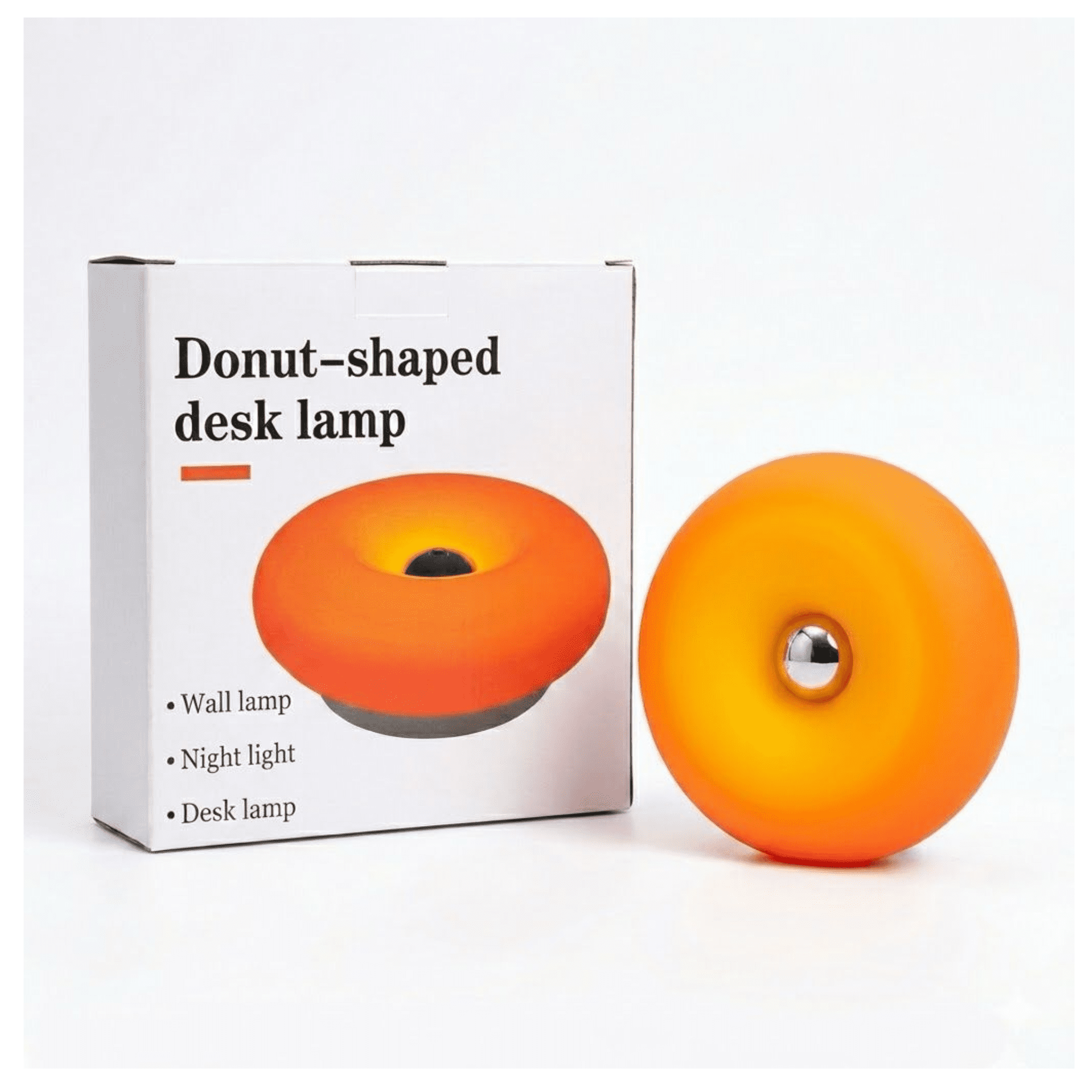 Genérico - Lámpara Led Dona Naranja Inalámbrica Usb-c Touch Mesa Pared