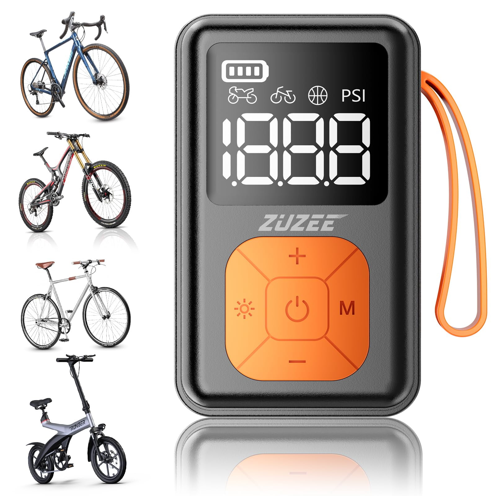 Bomba De Aire Mini Zuzee Para Bicicleta, Eléctrica, 150 Psi, Con Manómetro