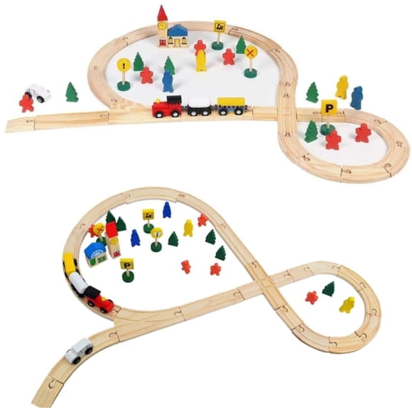 Pista De Tren Madera Juego Didáctico Niños