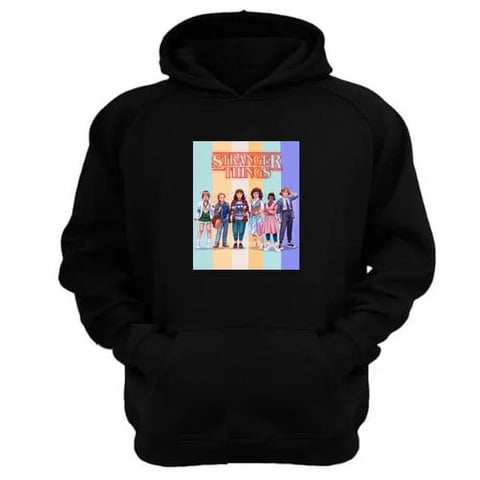 Genérico - Polerón Canguro Stranger Things Negro Talla Xs Unisex