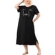 thumbnail image 1 of Agnes Orinda Ropa de Dormir para Mujer Tallas Grandes Camisón Cuello Redondo Mangas Cortas Vestido para Dormir Estampado de Gatos Pijamas para Casa con Bolsillo 2X Negro, 1 of 8