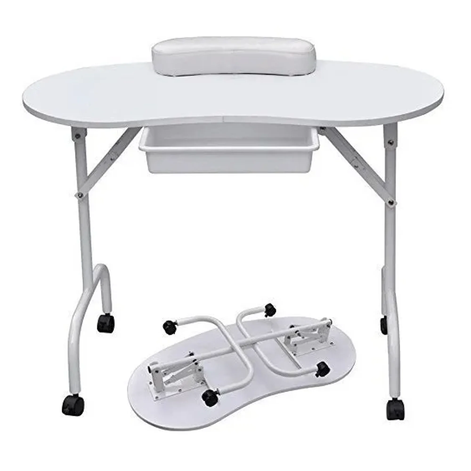 Linastore - Mesa Escritorio Portatil Para Manicurista Blanco Plegable