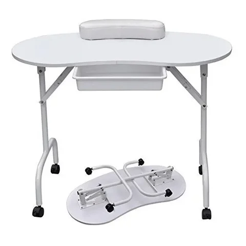 Linastore - Mesa Escritorio Portatil Para Manicurista Blanco Plegable