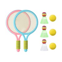 Magideal - Raquetas De Tenis Para Niños Pelotas De Raqueta Agarre Cómodo Volantes De Bádminton Juegos De Bádminton Portátiles Pajaritos Para Jugadores De Patio T Azul Rosado