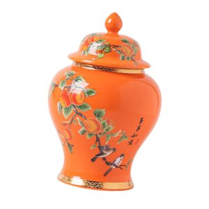 Magideal - Antiguo Estilo Chino Creativo Tarro De Jengibre De Cerámica Florero De Cerámica Decorativo Decoración Del Hogar Tarro De Almacenamiento De Alimentos S Naranja