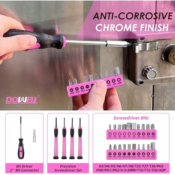 Set Herramientas Dowell 40 Piezas Rosa HY090270 Cromado