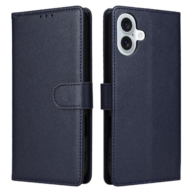 Funda Cartera para iPhone 16 Plus con Tarjetero, Soporte y Cordón - Protección Azul