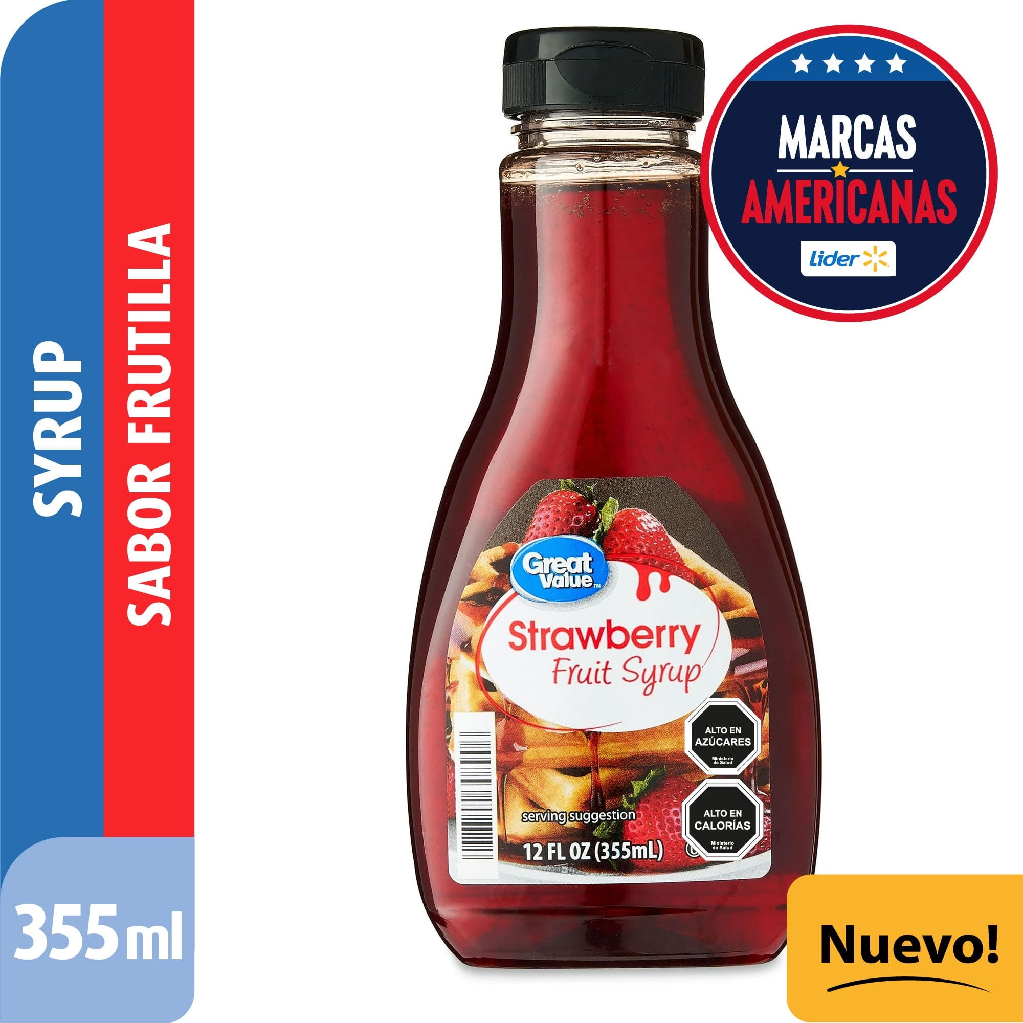 Jarabe Syrub Sabor Frutilla 355 ml Great Value