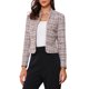 thumbnail image 1 of INSPIRE CHIC Chaqueta de Tweed para Mujer con Cuello Mao, Abierta y Recortada, Talla L, Marrón, 1 of 6