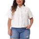 thumbnail image 1 of Agnes Orinda Chaqueta de Mezclilla Blanca de Manga Corta con Botones para Mujer de Talla Grande para Escuela, Universidad y Trabajo 6X, 1 of 6