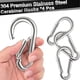 thumbnail image 3 of Mosquetón de resorte de 4 pulgadas, paquete de 4, de acero inoxidable 304, resistente, con hebilla de eslabón, conector de cuerda para camping, senderismo, columpio, gimnasio, hamaca, plateado (AU04), 3 of 7