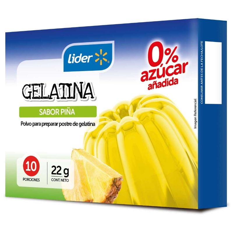 Gelatina 0% Azúcar Sabor Piña 22 g Lider