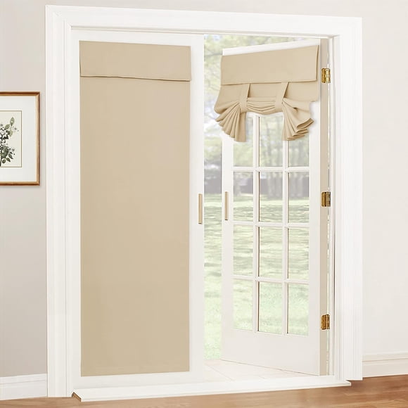 RYB HOME Cortina Blackout para Puerta Francesa, Beige Biscotti, Sin Taladro