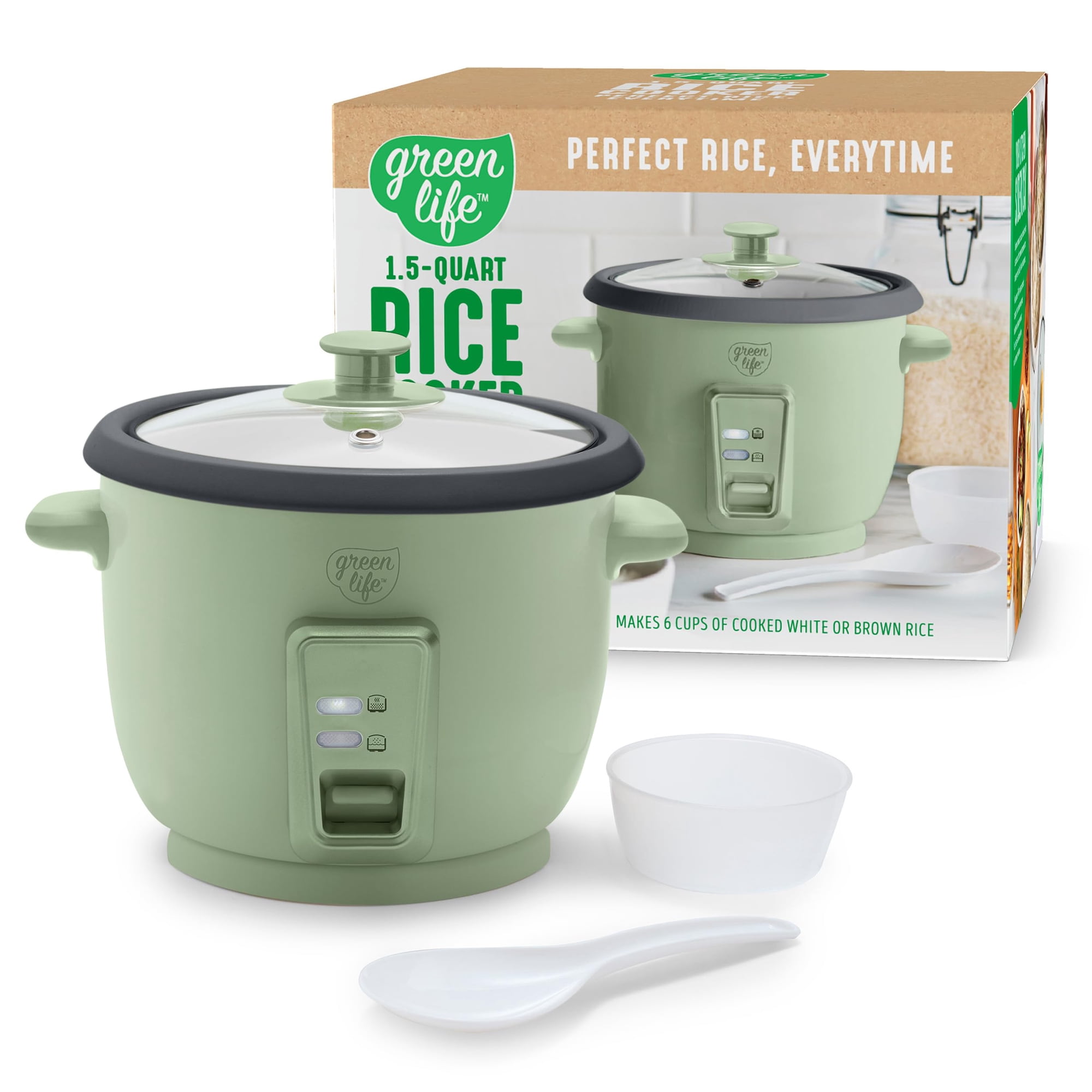 Olla Arrocera Greenlife Cerámica Antiadherente De 3 Tazas En Verde Salvia