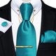 thumbnail image 1 of Corbatas Seda + Pin Cadena + Clip Dorado + Paño + Colleras turquesa Talla Única, 1 of 4