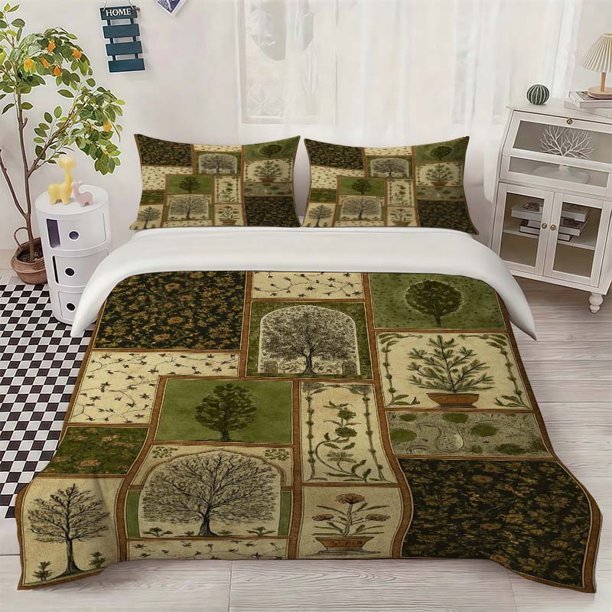 Mughal Miniature Painting Themed Bedding Set Including Duvet Cover And Pillowcases. Soft And Comfortable