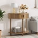 thumbnail image 2 of 31.5-Inch Grooved Half-Moon Console Table, Farmhouse Sofa Table Behind Couch, Modern Entryway Table, Decorative Table for Living Room, Hallway, Entryway or Foyer Narrow Entry, Walnut, 2 of 3