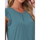 thumbnail image 5 of INSPIRE CHIC Conjunto de Pijama de Mujer con Mangas Volantes, Conjunto de Pantalones Cortos de Viscosa Suave y Transpirable con Cintura Elástica XS Verde Pavo Real, 5 of 6