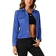 thumbnail image 4 of INSPIRE CHIC Chaqueta de imitación de ante con cuello vuelto, bolsillos con solapa y botones a presión para mujer, talla XL, azul, 4 of 6