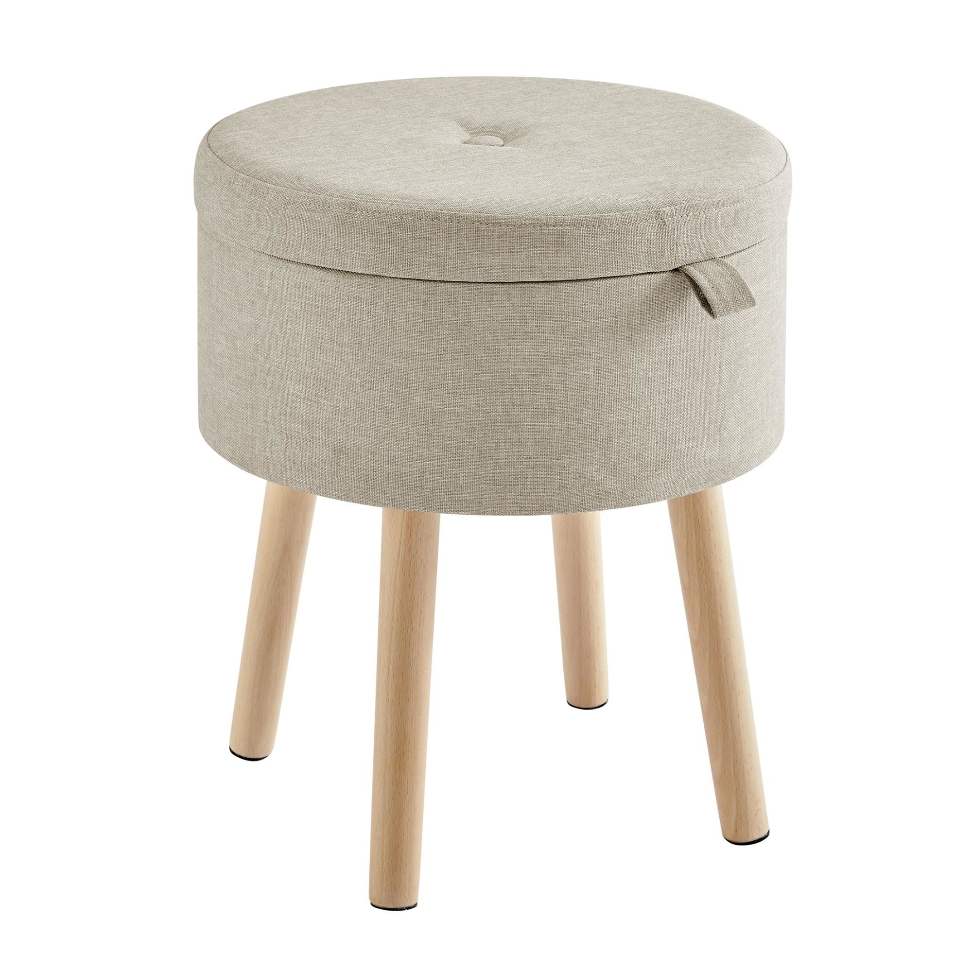 Mainstays - Pouf D0173Bb Redondo Almacenamiento Beige