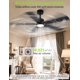 thumbnail image 2 of Ventilador de techo Vaczon 132 cm negro con luz LED y control remoto, 2 of 9