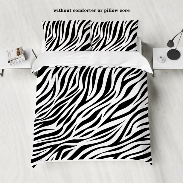 3pcs brushed polyester bedding set, 1 quilt cover 2 pillowcases, no filling, warm, skin-friendly, anti-pilling, zebra pattern