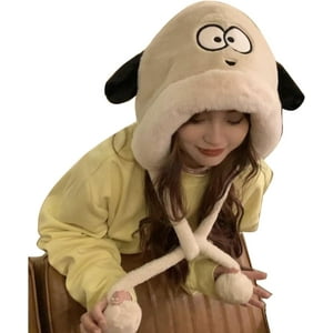 Mh - Gorro De Felpa Con Diseño De Perro Con Orejas, Kawaii Color Café