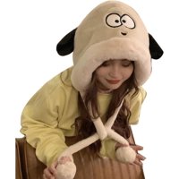 Mh - Gorro De Felpa Con Diseño De Perro Con Orejas, Kawaii Color Café