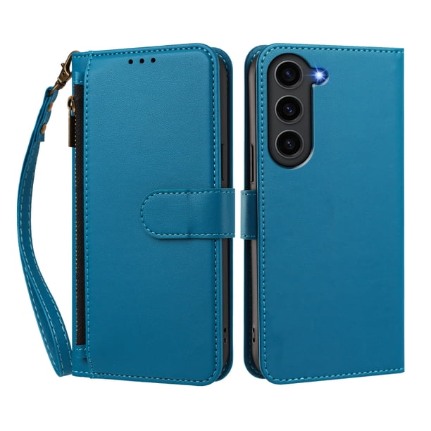 Funda Tipo Billetera para samsung galaxy S23 FE con Soporte y Bolsillo con Cierre Azul