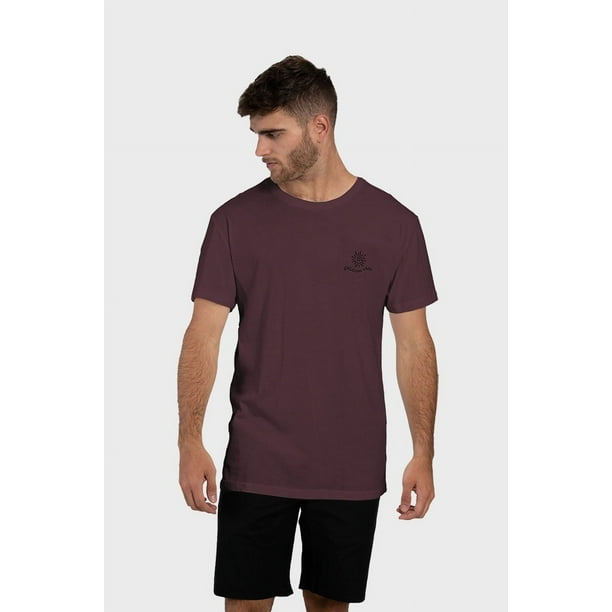 Polera Orgánica Trippin Forever V2 Burdeo Hombre Falcone