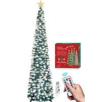 Espumillón Desplegable Hmasyo Para Árbol De Navidad, De 6 Pies, Con 100 Luces Led