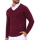 thumbnail image 4 of INSPIRE CHIC Suéter de Hombre de Manga Larga con Cuello en V de Color Sólido Tejido S Burdeos, 4 of 5