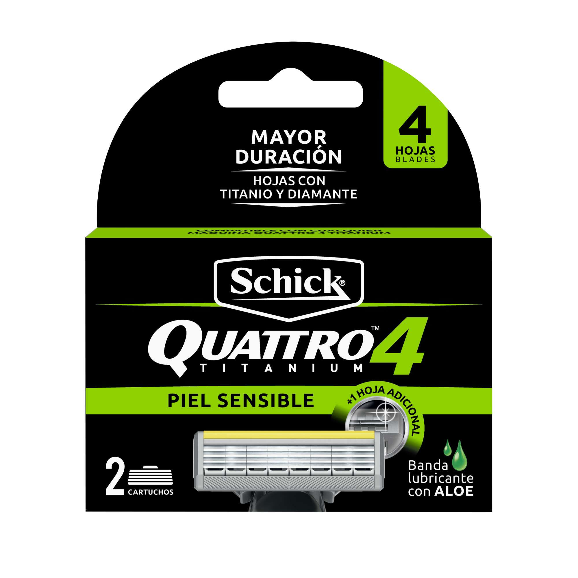 Repuesto Máquina De Afeitar Quattro Piel Sensible 2 Un Schick