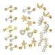 thumbnail image 3 of de aretes de 24 piezas de a , parte trasera plana, Zirconia cúbica, regalos, hipoalergénico, pequeño para mujeres , ORO, 3 of 5