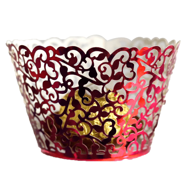 100 envoltorios para cupcakes, papel artístico para hornear pasteles, filigrana, encaje de enredadera, corte láser, molde para hornear