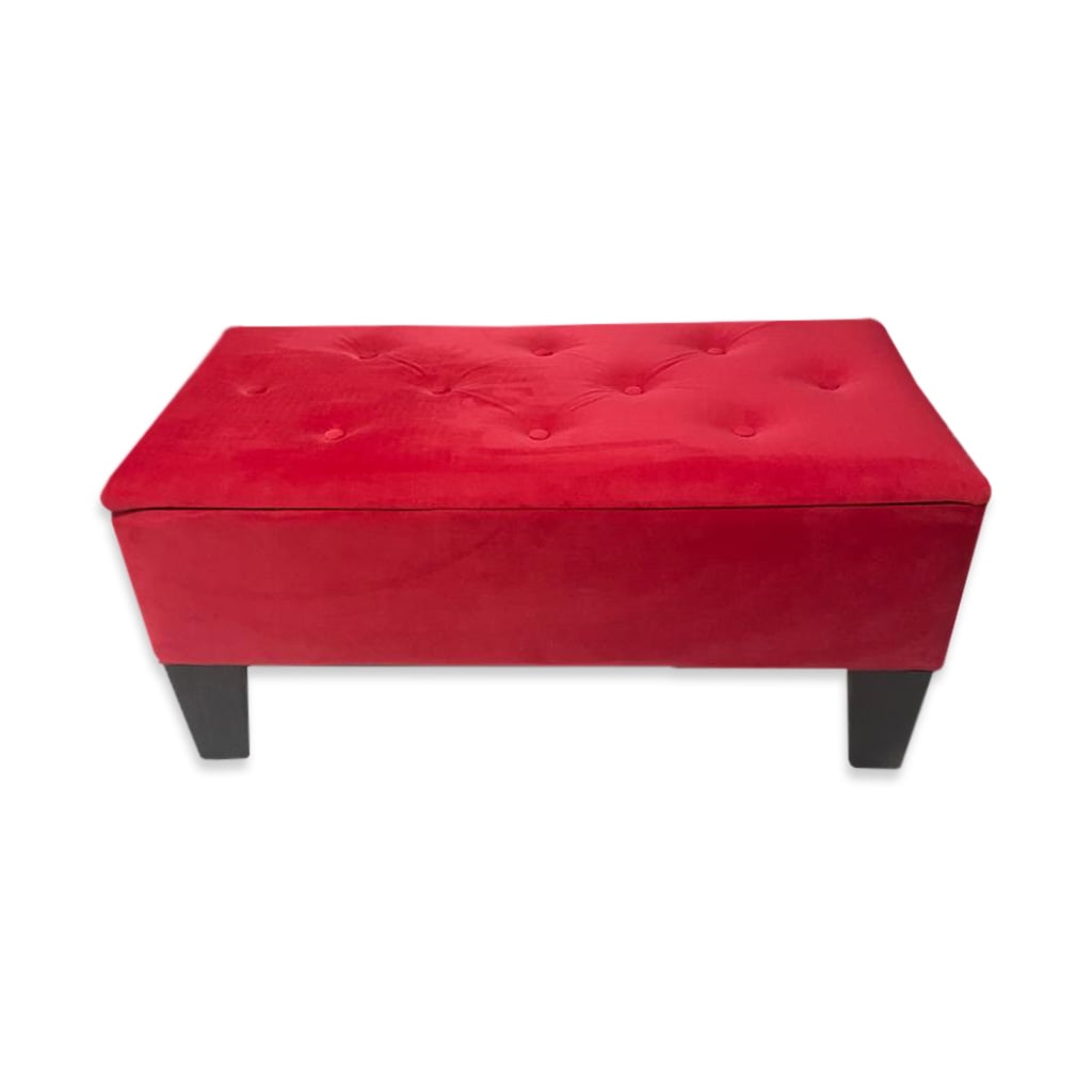 Muebles Hvm - Banqueta Baul Hvm Roja Felpa Pmadera