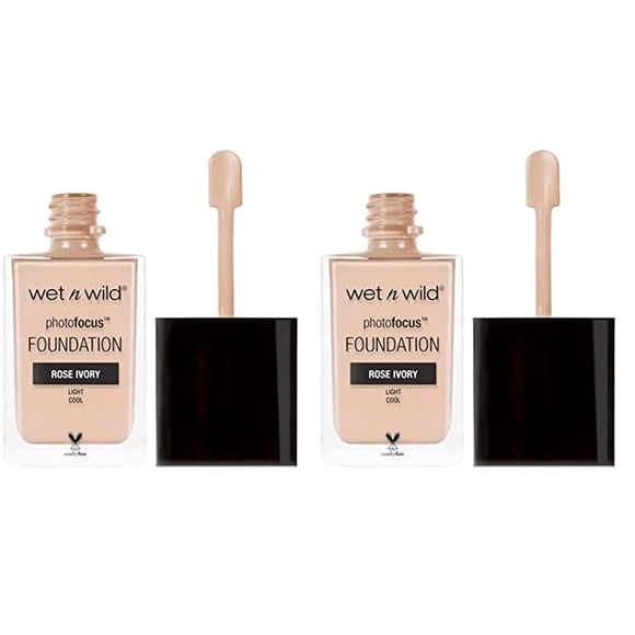 Foundation Wet n Wild Photo Focus, color rosa marfil mate, paquete de 2 unidades