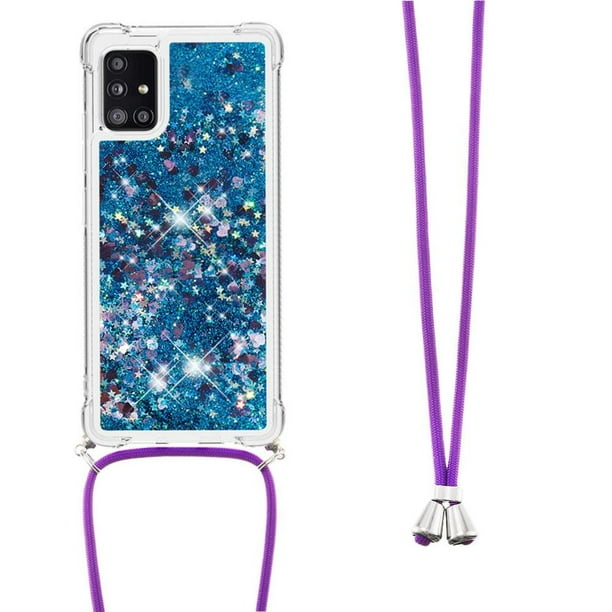 Funda FOXDOCK para Samsung Galaxy A71 5G con Cuerda Ajustable, Brillo Líquido, Protección Antigolpes y Lente – Ideal para Regalo