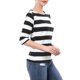 thumbnail image 4 of INSPIRE CHIC Camisetas a Rayas de Regreso a Clases para Mujer Ajuste Ceñido Mangas al Codo Cuello de Barco T-Shirt L Negro Blanco, 4 of 7